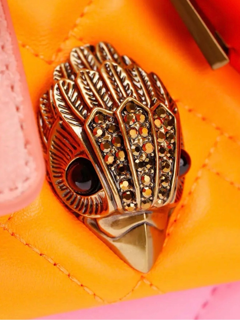 Quilted Colorblock Shoulder Bag in Orange and Pinks - Picture 8 of 9
